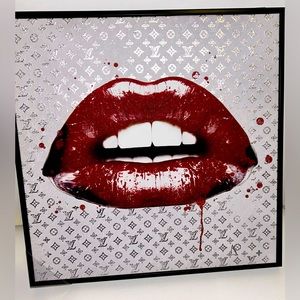 LV Design Red Lips Wall Art